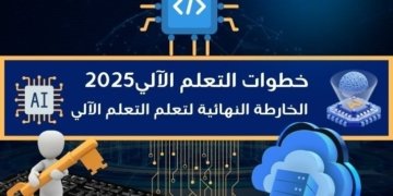 صورة لأيقونات الذكاء الإصطناعي تعبر عن خطوات التعلم الآلي